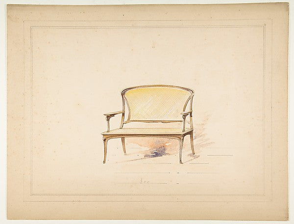 Design for Art Nouveau Loveseat with Caning 19th cent-Anonymou, Poster Print