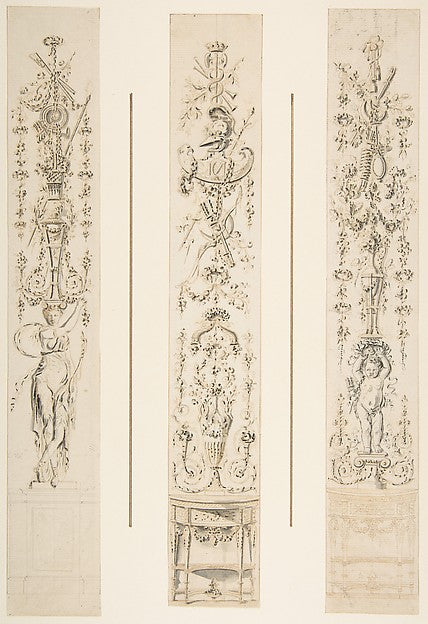 Three Designs for Panels of Arabesques late 18th cent-Anonymou,16x12"(A3)Poster