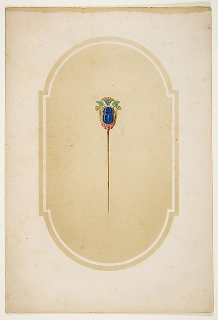 Design for a pin with a blue scarab 19th cent-Anonymous, Frenc, Poster Print