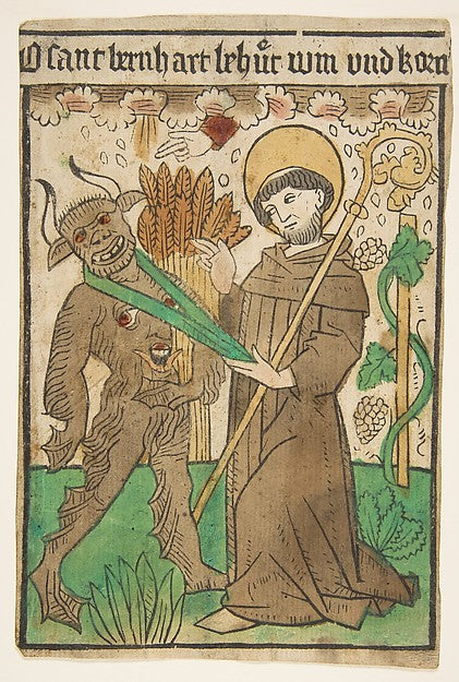 Saint Bernard Vanquishing the Devil 15th cent-Anonymous, Germa,16x12"(A3) Poster