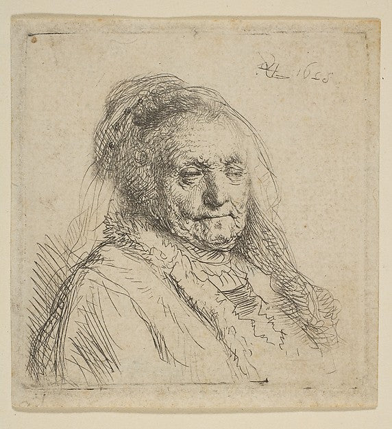 The Artist's Mother: Head and Bust Three Quarters Right 1628-R, Poster Print
