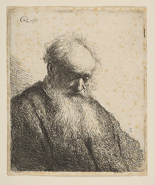 Bust of an Old Man with Flowing Beard: the Head Inclined Three, Poster Print