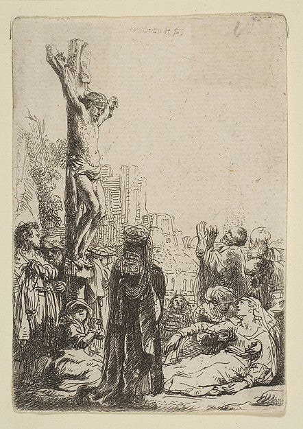 The Crucifixion: Small Plate c1635-Rembrandt ,16x12"(A3)Poster