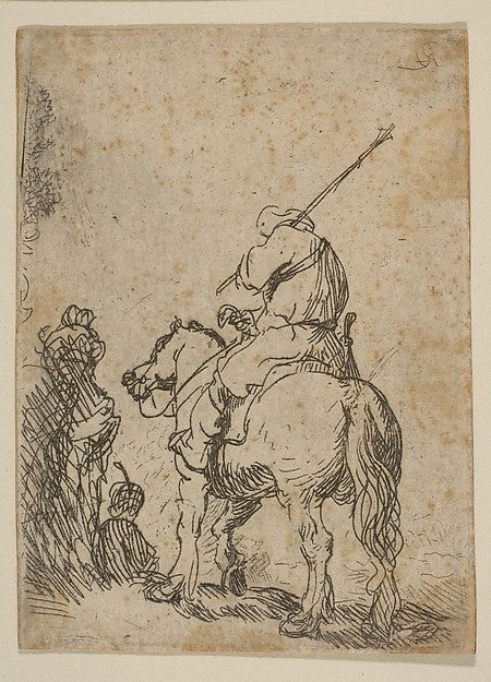 Turbaned Soldier on Horseback c1629-Rembrandt , Poster Print