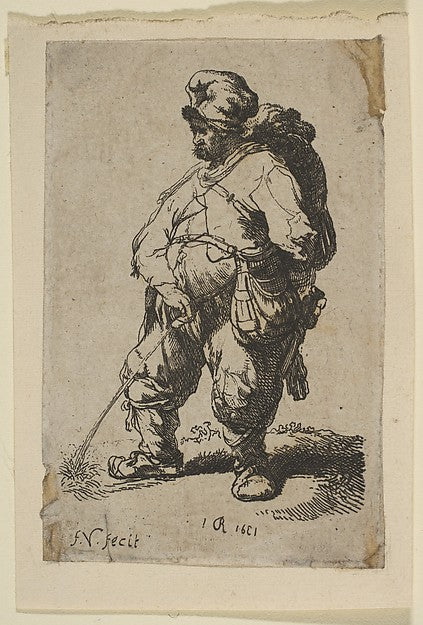 A Man Making Water 18th cent-François Vivares, After Rembrandt,16x12"(A3)Poster