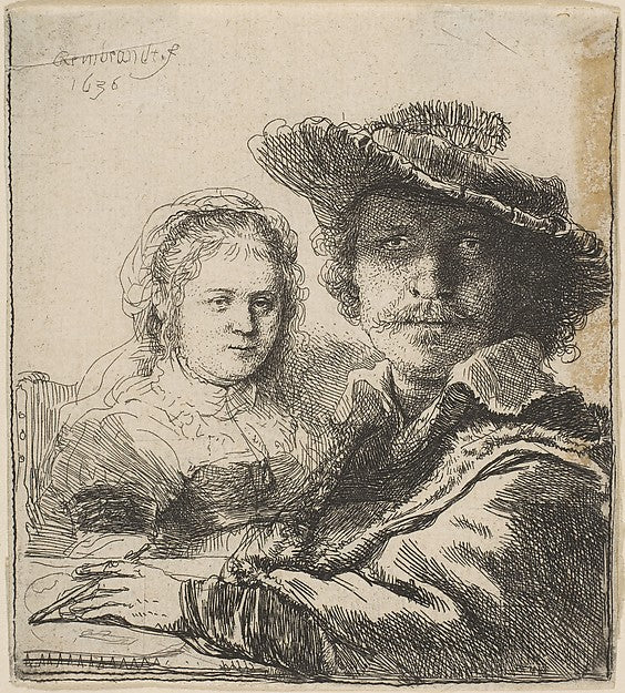Self-Portrait with Saskia 1636-Rembrandt , Poster Print