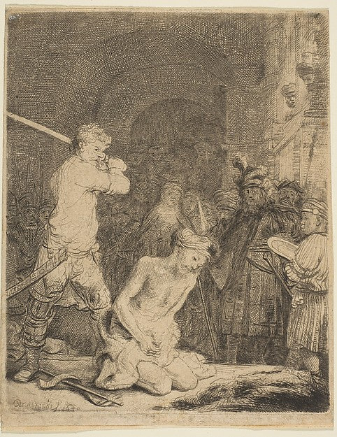 The Beheading of John the Baptist-Rembrandt , Poster Print