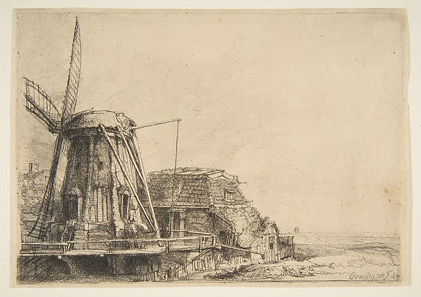 The Windmill 1641-Rembrandt , Poster Print Wall Art