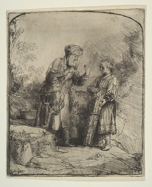 Abraham and Isaac 1645-Rembrandt ,16x12"(A3) Poster