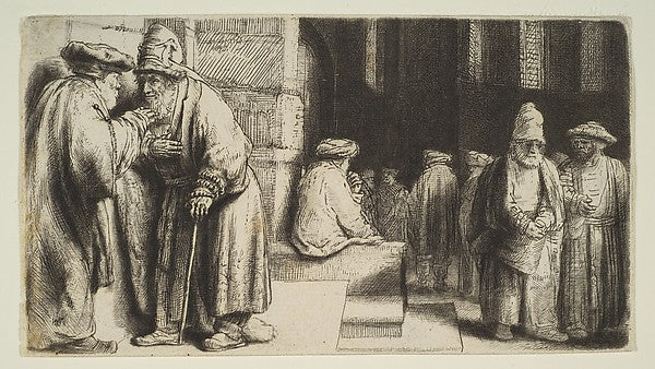 Jews in a Synagogue 1648-After Rembrandt ,16x12"(A3)Poster