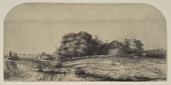 Landscape with a Haybarn and a Flock of Sheep 1652-Rembrandt , Poster Print