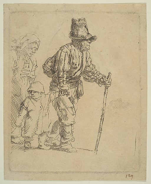 Peasant Family on the Tramp c1652-After Rembrandt , Poster Print