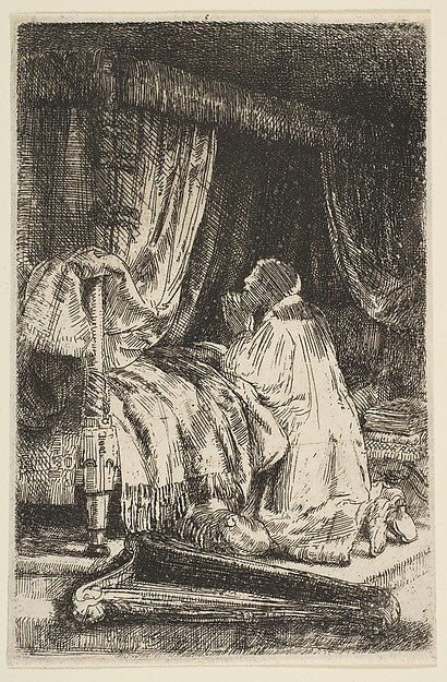 David in Prayer 1652-Rembrandt , Poster Print