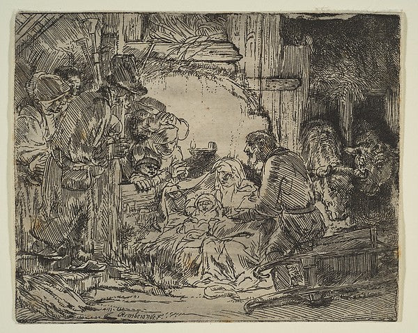 The Adoration of the Shepherds: with the Lamp-Rembrandt , Poster Print