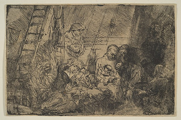 The Circumcision in the Stable 1654-Rembrandt ,16x12"(A3)Poster