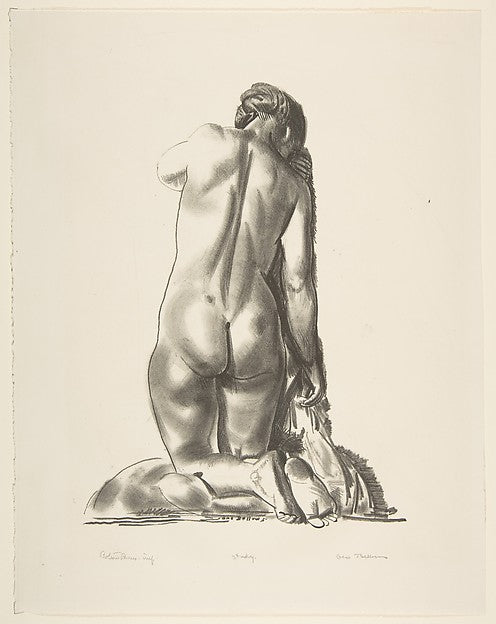 Nude Study Woman Kneeling on a Pillow 1923–24-George Bellows , Poster Print Wall Art