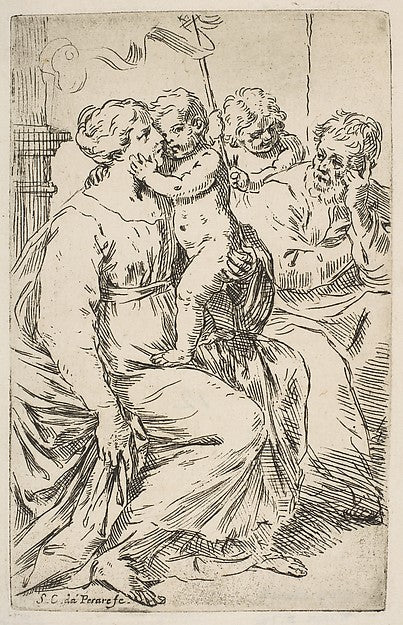 Holy Family with St. John the Baptist c1640–1642-Simone Cantar, Poster Print Wall Art