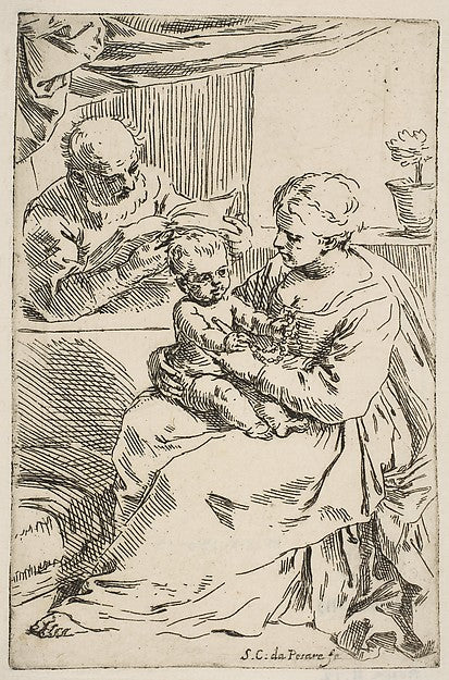Holy Family with a Rosary c1640–1642-Simone Cantarini, Poster Print Wall Art