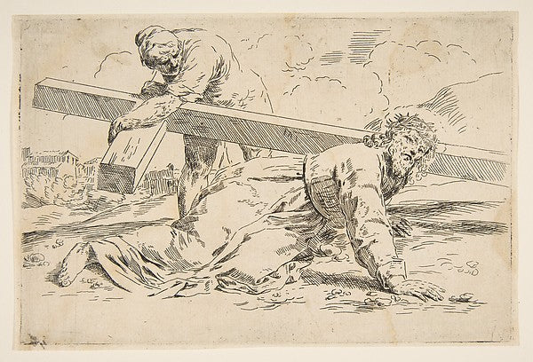 Christ bearing the cross on his back copy after Cantarini c16, Poster Print Wall Art