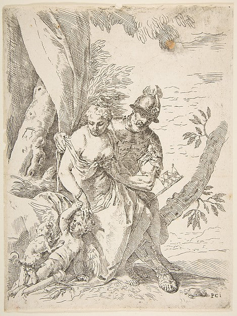 Mars Venus and Cupid ca.1637–1639-Simone Cantarini, After Pa, Poster Print Wall Art