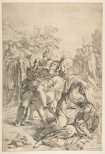 Saint Benedict exorcising a demon c1637–1639-Simone Cantarini,, Poster Print Wall Art