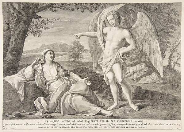 An angel appearing to Hagar ca.1720–1772-Pietro Monaco, After , Poster Print