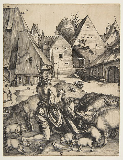 The Prodigal Son c1496-Albrecht Dürer, Poster Print Wall Art