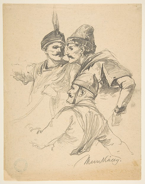 Study of Three Men Bust Length c1891–93-Mihály Munkácsy 1844, Poster Print Wall Art