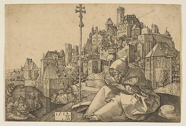 Saint Anthony Reading n.d.-After Albrecht Dürer ,16x12"(A3)Poster