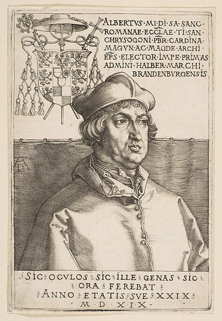 Cardinal Albrecht of Brandenburg 1519-Albrecht Dürer ,16x12"(A3)Poster
