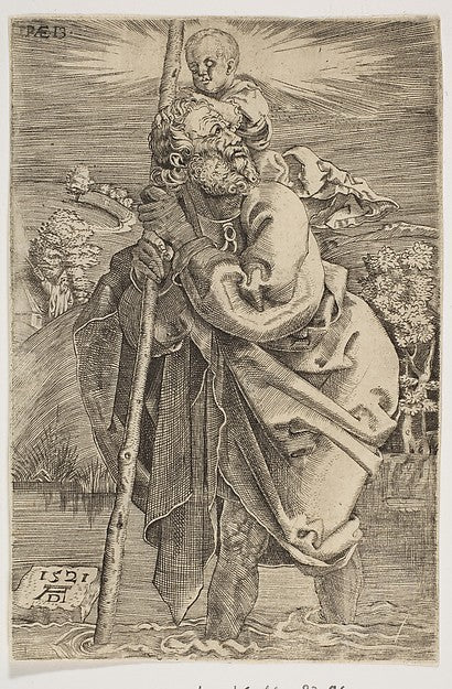 Saint Christopher Facing Left n.d.-After Albrecht Dürer ,16x12"(A3)Poster
