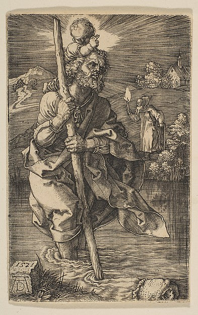 Saint Christopher Facing Right 1521-Albrecht Dürer , Poster Print