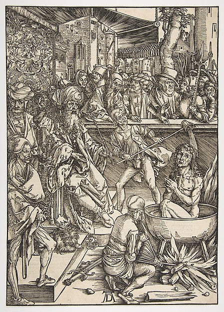 The Martyrdom of Saint John from The Apocalypse Latin Editio, Poster Print Wall Art