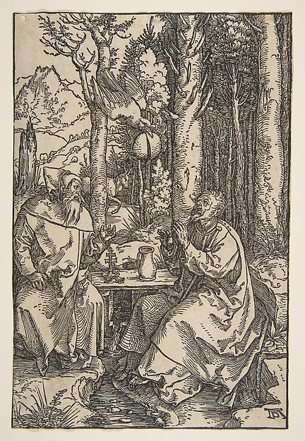 Saint Anthony and Saint Paul in the Desert c1503-Albrecht Düre,16x12"(A3)Poster