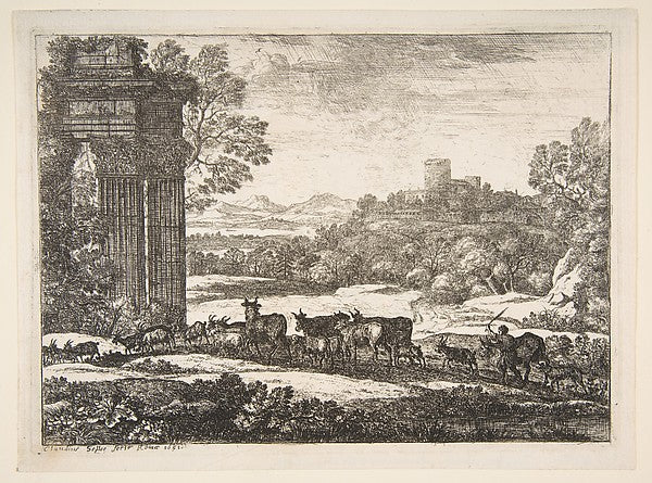 The Herd Returning in Stormy Weather 1651-Claude Lorrain ,16x12"(A3)Poster