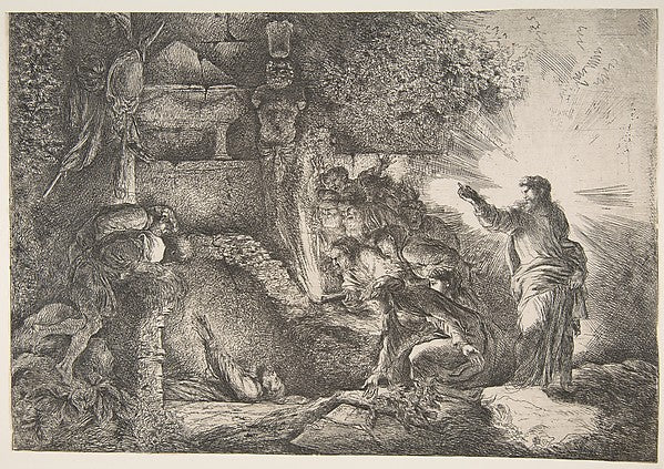 Raising of Lazarus 1645–1650-Giovanni Benedetto Castiglione ,16x12"(A3) Poster