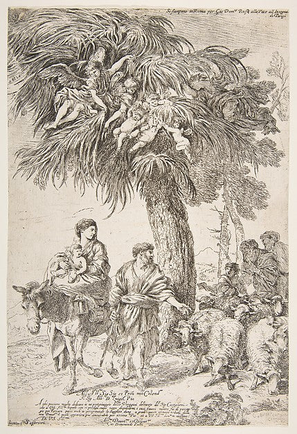 The Holy Family on their flight into Egypt c1647-Giovanni Bene,16x12"(A3)Poster