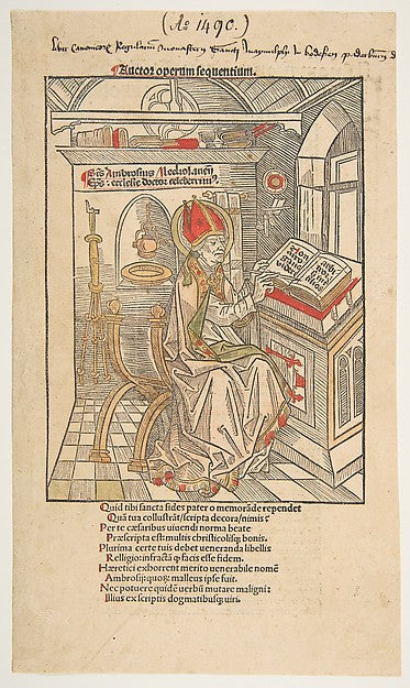 Saint Ambrose c1492-Possibly Albrecht Dürer ,16x12"(A3)Poster