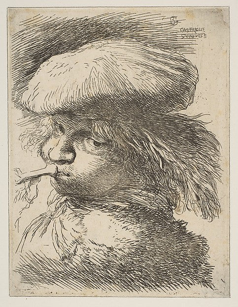 Young man with a trumpet facing left from the series of 'Sm, Poster Print Wall Art