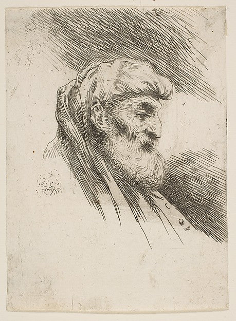 Head of an old bearded man facing right from the series of ', Poster Print Wall Art