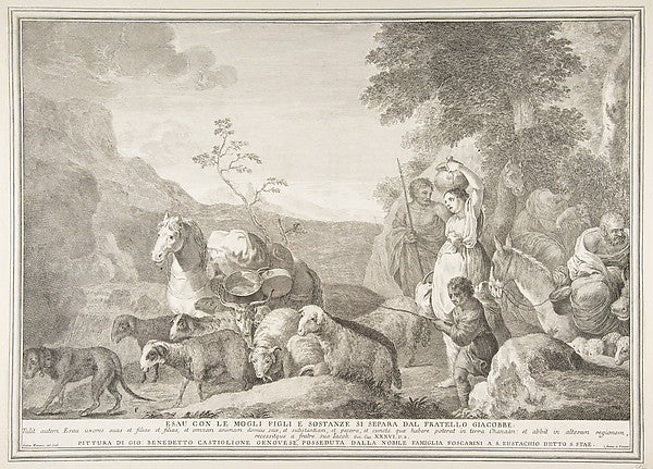 Esau con le mogli figli e sostanze si separa dal fratello giac,16x12"(A3)Poster