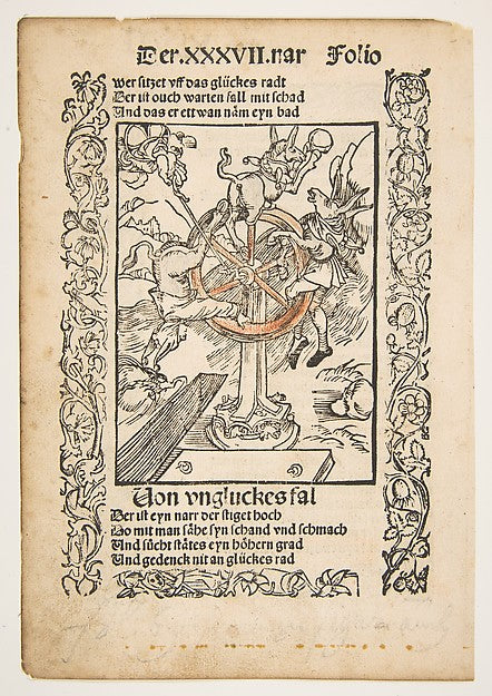 Von Ungluckes Fal title page chapter 37 from Sebastian Brandt,16x12"(A3)Poster