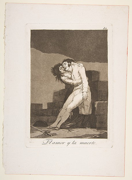 Plate 10 from 'Los Caprichos' - Love and death 1799-Goya , Poster Print Wall Art