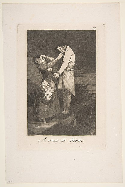 Plate 12 from 'Los Caprichos' - Out hunting for teeth 1799-Goy, Poster Print Wall Art