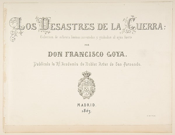 The Disasters of War title page 1810–20, published 1863-Goya, Poster Print Wall Art