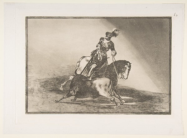 Plate 10 from 'La Tauromaquia' - Charles V spearing a bull in t, Poster Print Wall Art