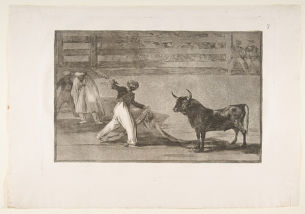 Plate 7 of the 'Tauromaquia': Origin of the harpoon or banderi, Poster Print