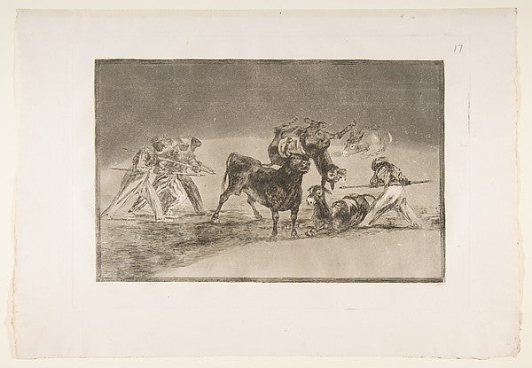 Plate 17 of the 'Tauromaquia': The Moors use donkeys as a barr, Poster Print
