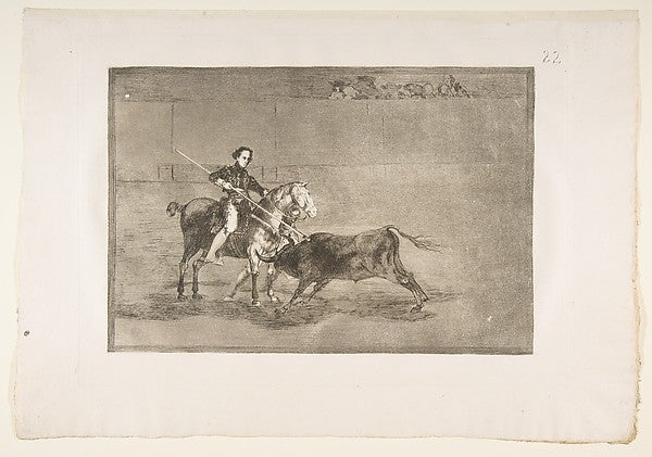 Plate 22 from the 'Tauromaquia':Manly courage of the celebrate, Poster Print