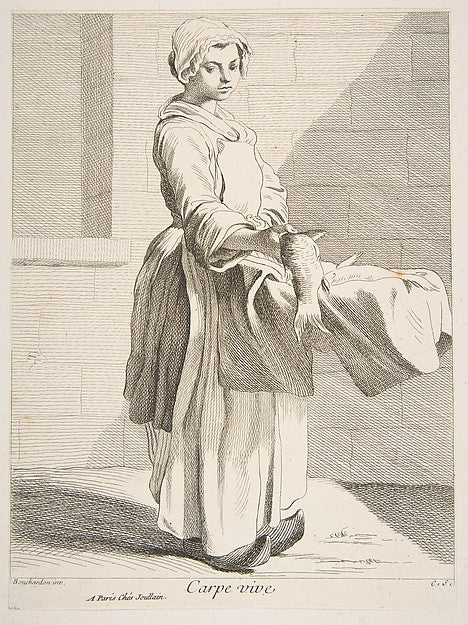 Fish Vendor 1738-Anne Claude Philippe de Tubières, comte de Ca,16x12"(A3)Poster